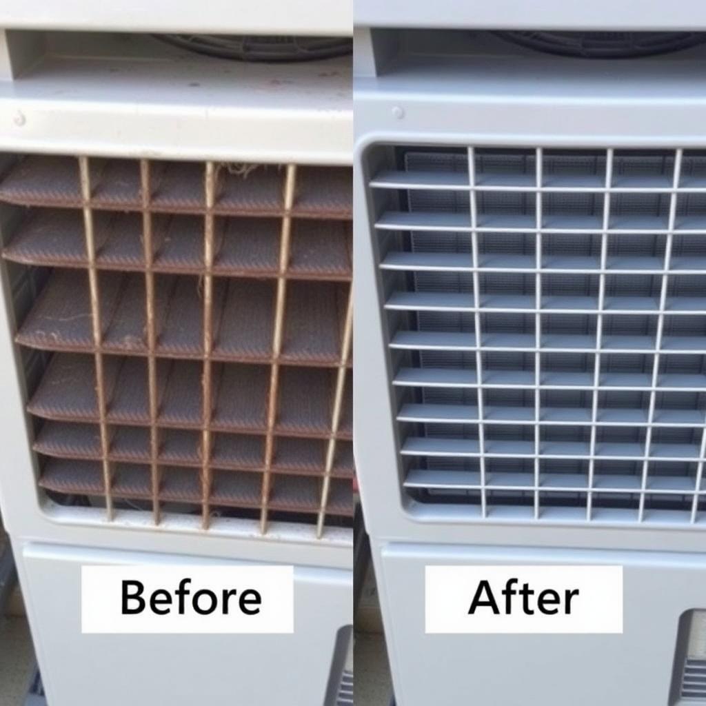 Antes e depois da limpeza de ar-condicionado